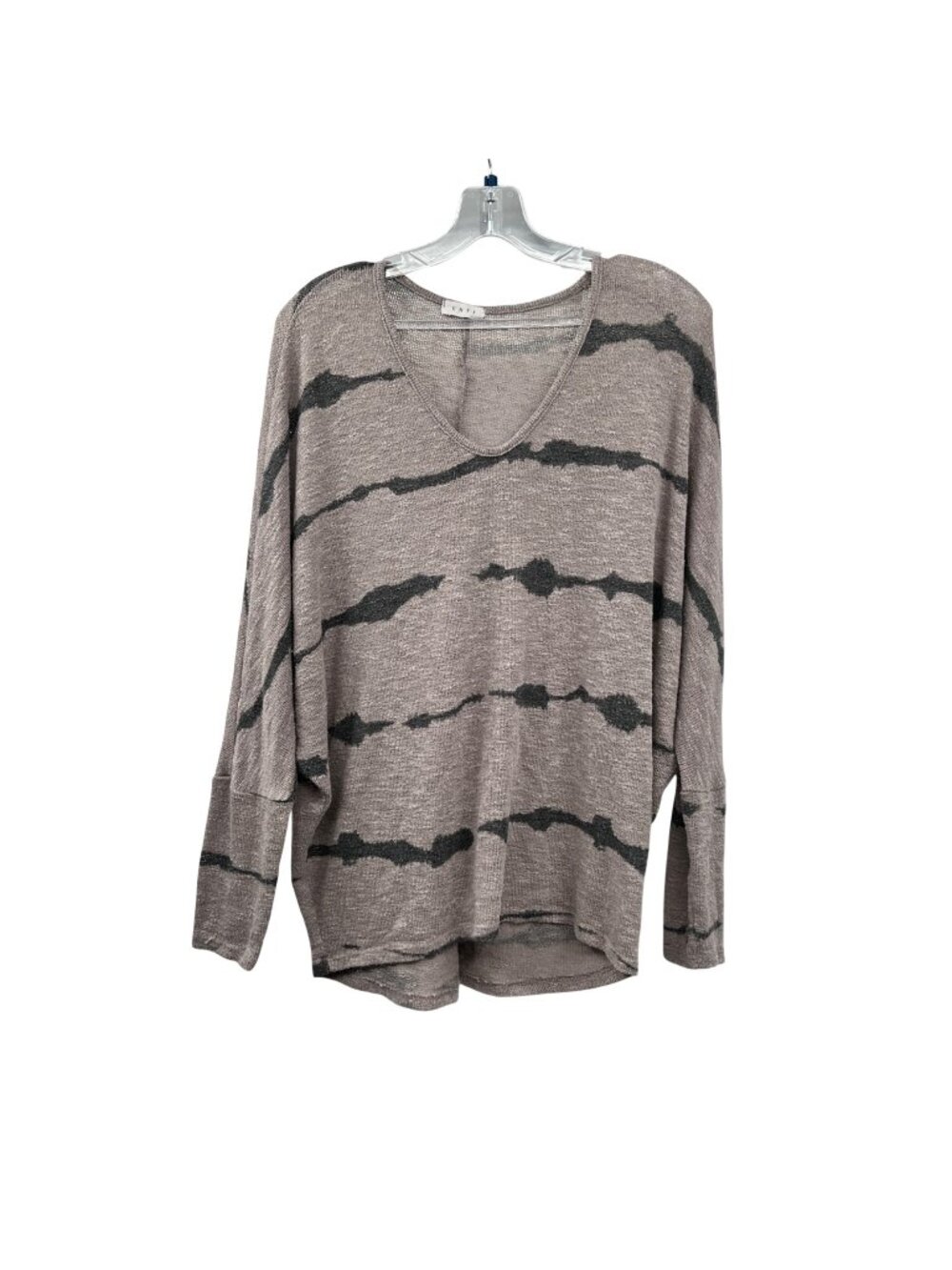 ENTI Womens Lightweight Sweater Stone/Gray Print Dolman Sleeve Medium